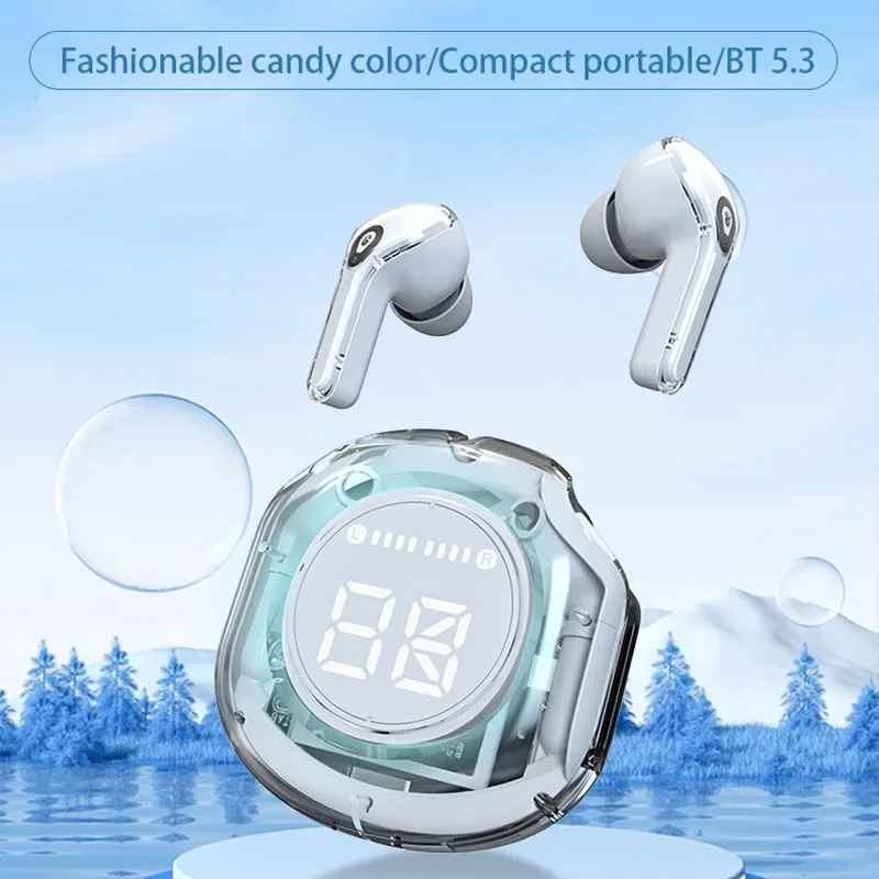 T8 Crystal Wireless Earphones - Transparent (Air 39)